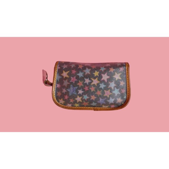 Y2K 2000s DOONEY and BOURKE Rainbow STAR. Celestial. Black. Coated Canvas Wallet - Picture 8 of 10